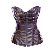 Fashion Faux Leather Strapless Front Zipper Closure Corsets Shapewear