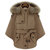 Women's Detachable Hooded Woolen Cape