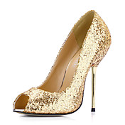 Elegant Leatherette Stiletto Heel Peep Toe Pumps With Sequin Party / Evening Shoes
