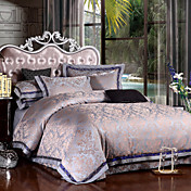 300TC Gray Jacquard Full / Queen 4-Piece Duvet Cover Set