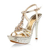 Patent Leather Stiletto Party/Evening Sandals With Rhinestones