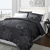 3-Piece Azua Flower Black Jacquard Twin/Queen/King Duvet Cover Set