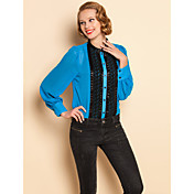 TS Lace Hem Decor Chiffon Blouse Shirt