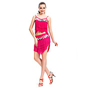 Performance Dancewear Cotton and Polyester with Sequins/Tassels Latin Dance Top and Skirt For Ladies More Colors