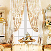 (One Pair) Classic Brown Floral Polyester Cotton Blend Energy Saving Curtain 