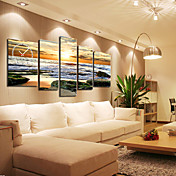  Modern Seascape Wall Clock in Canvas 5pcs K0090