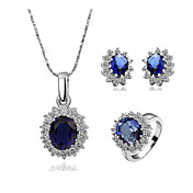 Unique 18K Plated With Crystal Women's Jewelry Set Including Necklace,Earrings,Ring