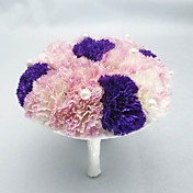 Pretty Round Shape Satin With Faux Pearl Wedding Bridal Bouquet