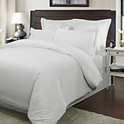 3-Piece 250TC Hobro Woven Cotton Sateen Stripe Duvet Cover Set