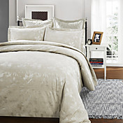 3-Piece Pedro Leaf Jacquard Duvet Cover Set Zipper Close