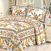 3 PCS Traditional Floral Washed Cotton Qulit Set