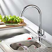Contemporary Solid Brass Kitchen Faucet - Chrome Finish