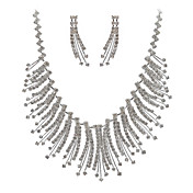Austrian Rhinestone Bib Necklace With Matching Earrings Bridal Set 