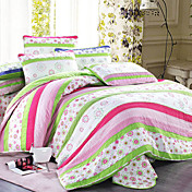 3-Piece Floral Pattern Quilted Cotton Full Duvet Cover Set