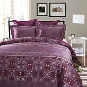 3-Piece Ponta Purple Jacquard Duvet Cover Set