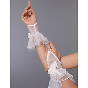 Delicate Tulle Fingerless Elbow Length Wedding Gloves