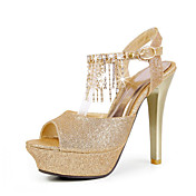 Leatherette Stiletto Heel Peep Toe / Sandals With Rhinestone Party / Evening Shoes (More Colors)