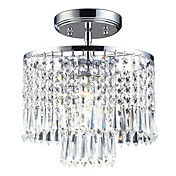 60W Modern Semi Flush Ceiling Light with Crystal Pendants and Polished Chrome Plate