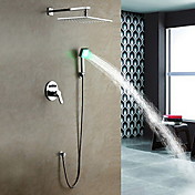 Solid Brass LED Shower Faucet with 10 inch Shower Head + Hand Shower 