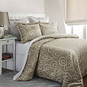 3-Piece Beige Curve Jacquard  Duvet Cover Set