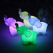 Lovely Vinyl Elephant LED Lamp - Set of 4 (Color Changing, Built-in Botton Cell)