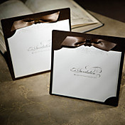 Chic Style Wedding Invitation In Chocolate With Ribbons (Set of 50)