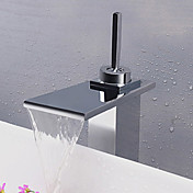 Contemporary Chrome Finish Water Fall Stainless Steel Bathroom Sink Faucet