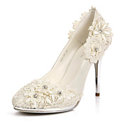 Elegant Satin Stiletto Heel Pumps/Closed Toe With Flower Wedding/Party Shoes