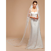 Amazing One-tier Cathedral Wedding Veils With Scalloped/Pencil Edge