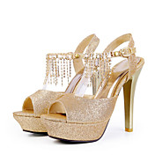 Leatherette Stiletto Heel Peep Toe / Sandals With Rhinestone Party / Evening Shoes (More Colors)