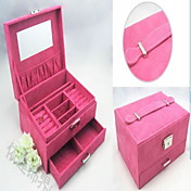 Therer Layers Square-shaped Wood And Flannelette Women's Jewelry Box