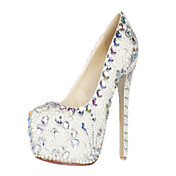 Gorgeous Patent Leather Pearl And Rhinestones Stiletto Heel Closed Toe Pumps Party / Evening Shoes