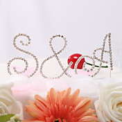 Rhinestone Bride & Groom's Initials Cake Topper