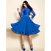 TS VINTAGE Lace Chiffon Midi Dress