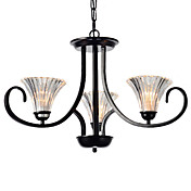 120W Nature-Inspired Minimalist Modern Chandelier with 3 Lights and Glass Floral Shades