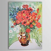 Hand-painted Oil Painting Vase with Daisies and Poppies Vincent Van.Gogh  with Stretched Frame