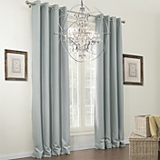 Grommet Top Blackout Grey Solid Curtain (Two Panels)