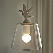 60W Artistic Pendant Light with High-transparent Glass Shade in Bird Feature