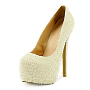 Fantastic Patent Leather Stiletto Heel Round Toe With Imitation Pearl Pumps Party / Evening Shoes