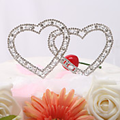 Vintage Elegance Rhinestone Double Hearts Wedding Cake Topper