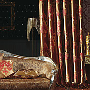 (Two Panels) Traditional Noble Faux Silk Jacquard Floral Energy Saving Curtain 