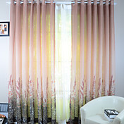 (Two Panels) Champagne Flowers Sheer Curtains