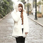 Long Sleeve Hood Faux Fur Casual/Party Coat