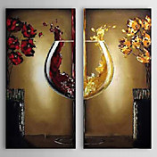 Hand Painted Oil Painting Still Life Wine Glass with Stretched Frame Set of 2 1306-LS0336