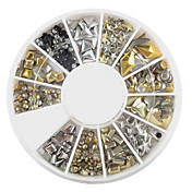 240PCS Nail Art Golden Mixed Rivet Shapes Acrylic Rhinestone