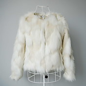 Long Sleeve Collarless Faux Fur Casual/Party Jacket