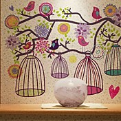 Colorful Flower Birds Wall Sticker