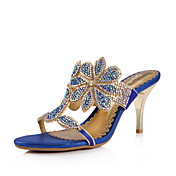 Specific Leather Stiletto Heel Sandals With Rhinestone Party/Evening Shoes(More Colors)