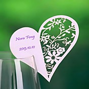 Heart Haped Hollow-out Place Card For Wine Glass Card (Set of 12)