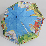 Love City Painting Country Views Automatic Folding Umbrella